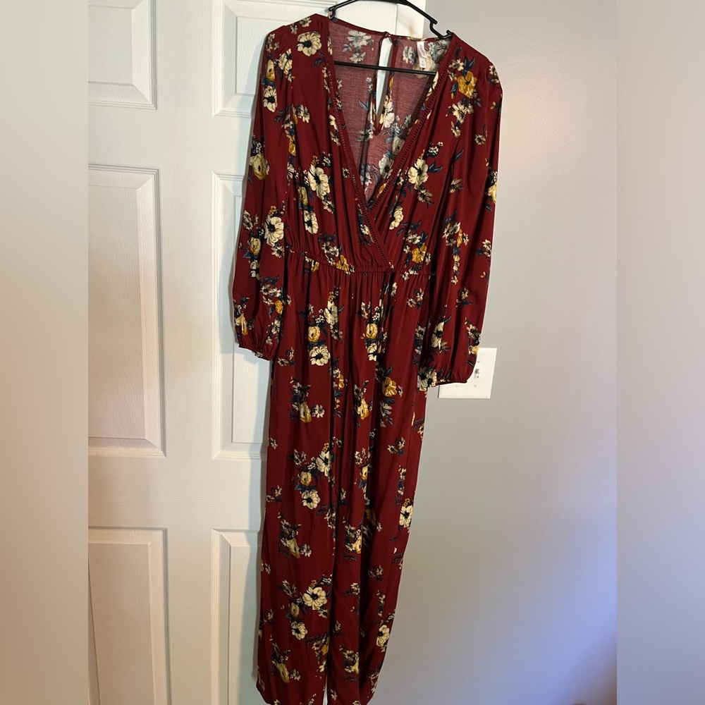 Maroon Floral Jumpsuit